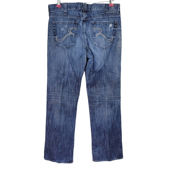 Rock & Republic Jeans Men Size 36 36X31 Relaxed Straight Leg Distressed Cotton - Picture 2 of 15